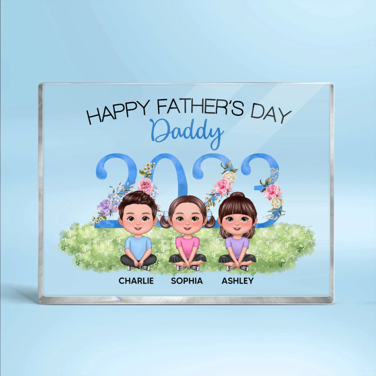 Happy Father‘s Day Doll Kids 2023 Personalized Rectangle Acrylic Block Plaque - Image 4