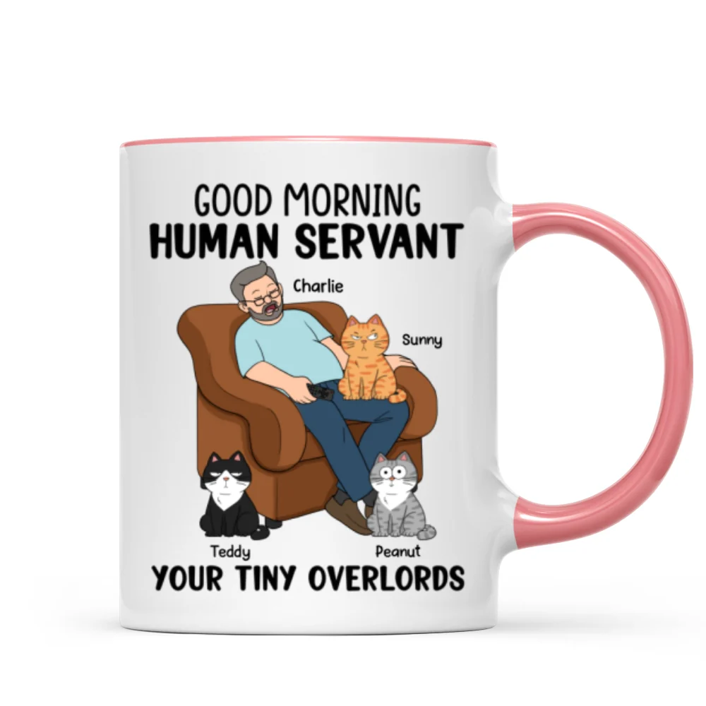 Happy Father‘s Day Human Servant Cat Dad Asleep Funny Cats Personalized Mug - Image 11