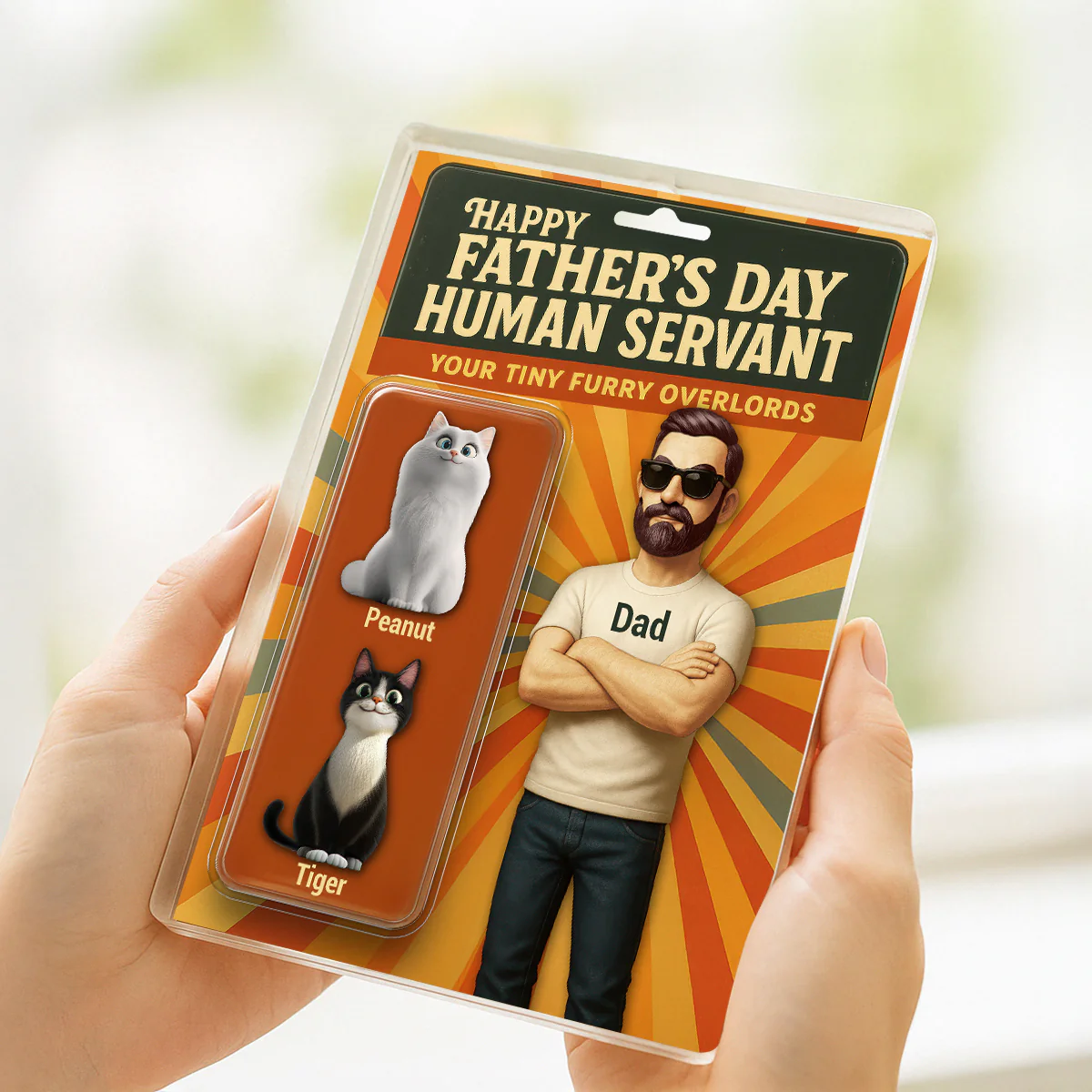Happy Human Servant Cat Dad Custom Action Figure Personalized Acrylic Block Plaque - Image 5