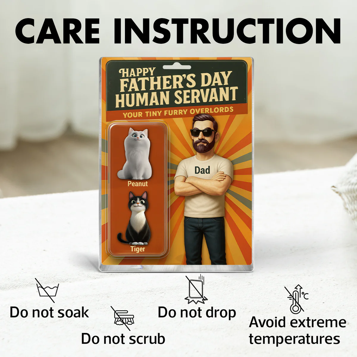 Happy Human Servant Cat Dad Custom Action Figure Personalized Acrylic Block Plaque - Image 6