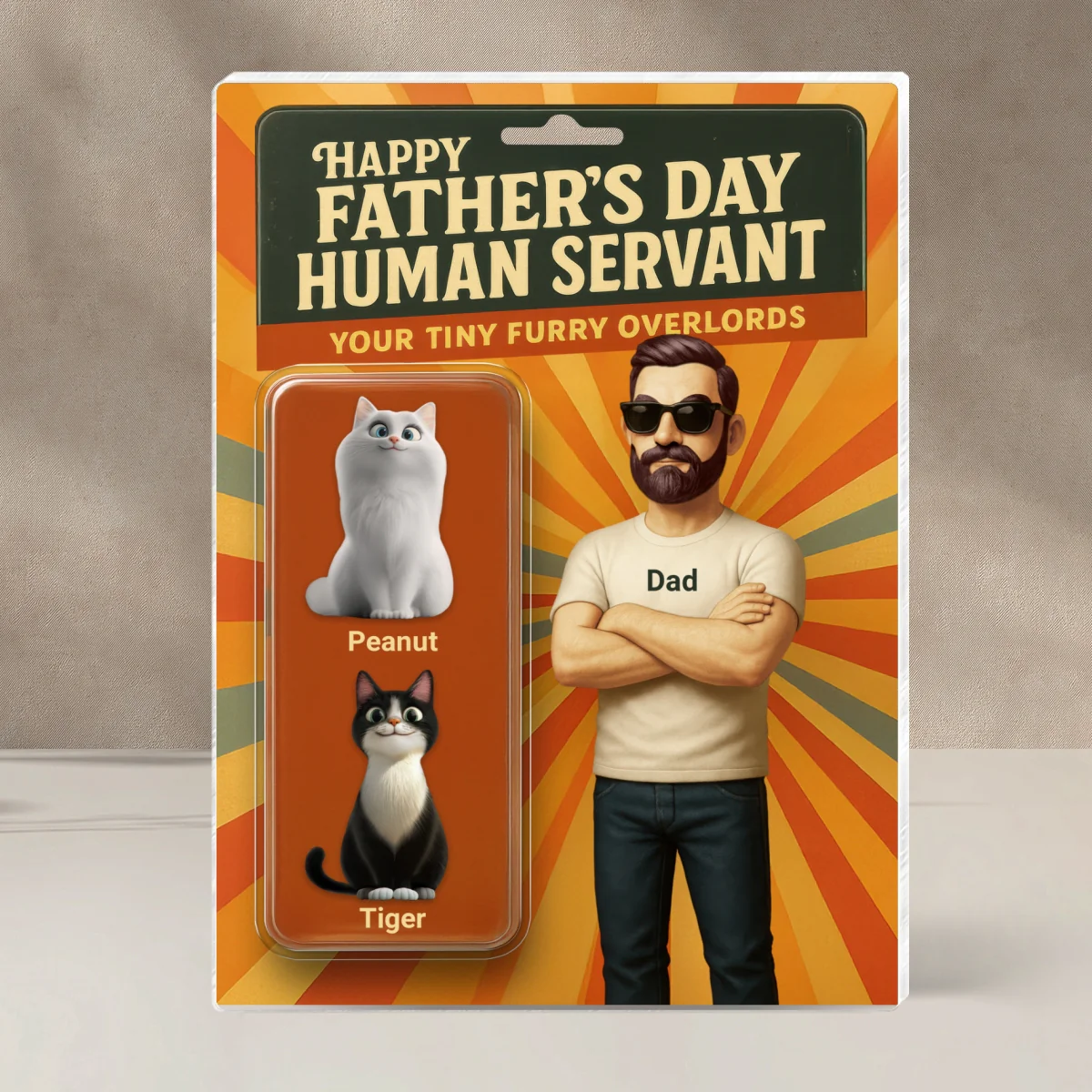 Happy Human Servant Cat Dad Custom Action Figure Personalized Acrylic Block Plaque - Image 8