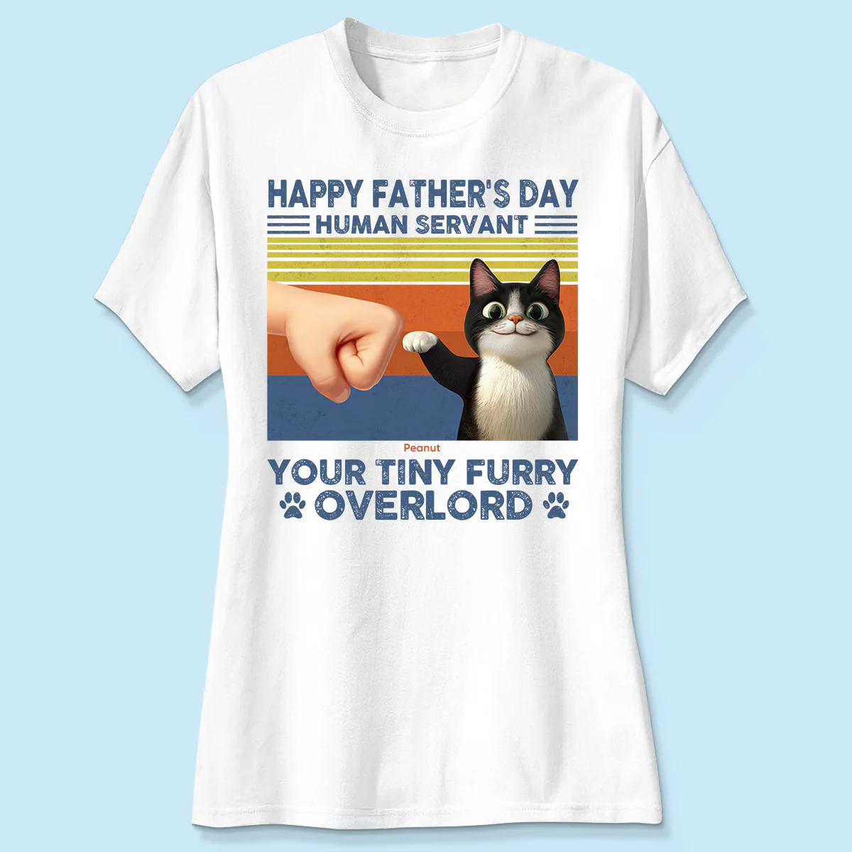 Happy Father's Day Human Servant Cat Dad, Funny Cute Cartoon Cats Personalized Shirt - Image 4