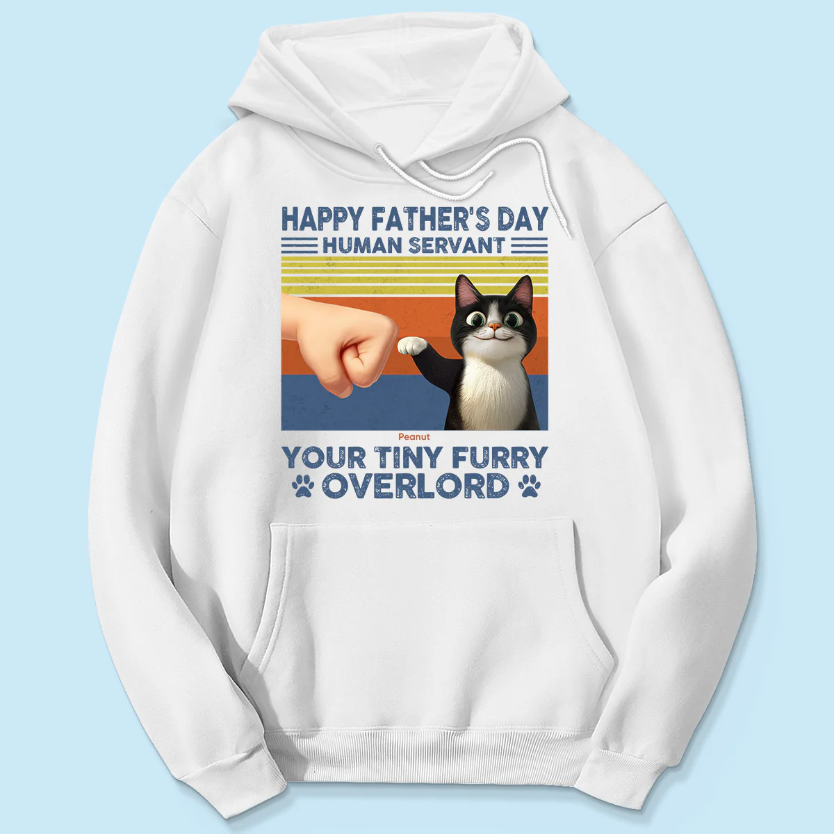 Happy Father's Day Human Servant Cat Dad, Funny Cute Cartoon Cats Personalized Shirt - Image 5