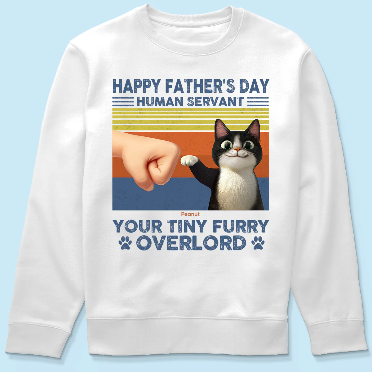 Happy Father's Day Human Servant Cat Dad, Funny Cute Cartoon Cats Personalized Shirt - Image 6