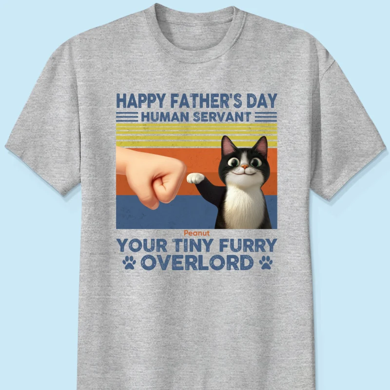 Happy Father's Day Human Servant Cat Dad, Funny Cute Cartoon Cats Personalized Shirt - Image 8