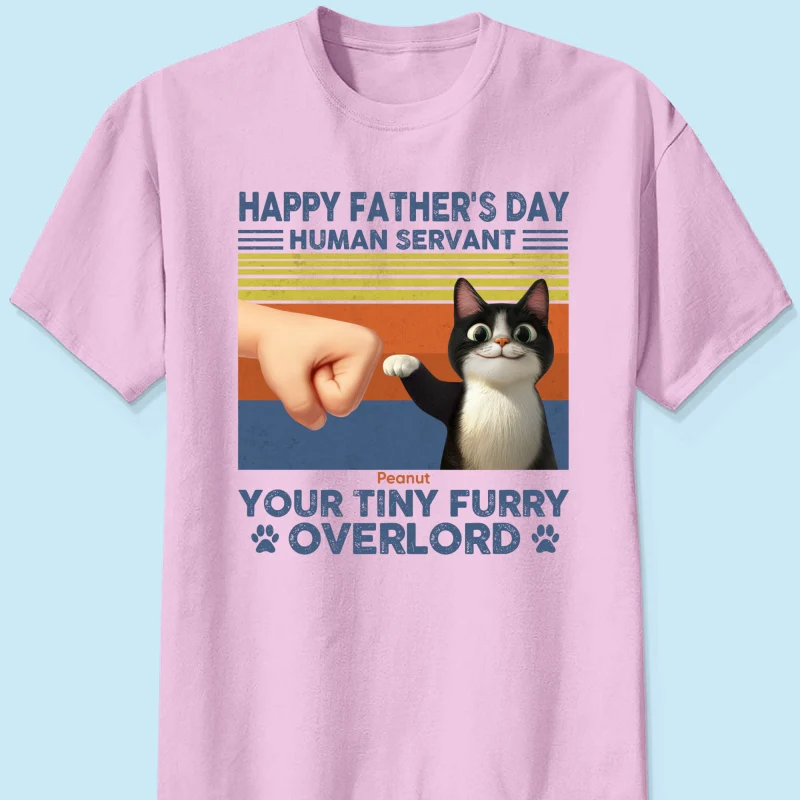 Happy Father's Day Human Servant Cat Dad, Funny Cute Cartoon Cats Personalized Shirt - Image 9