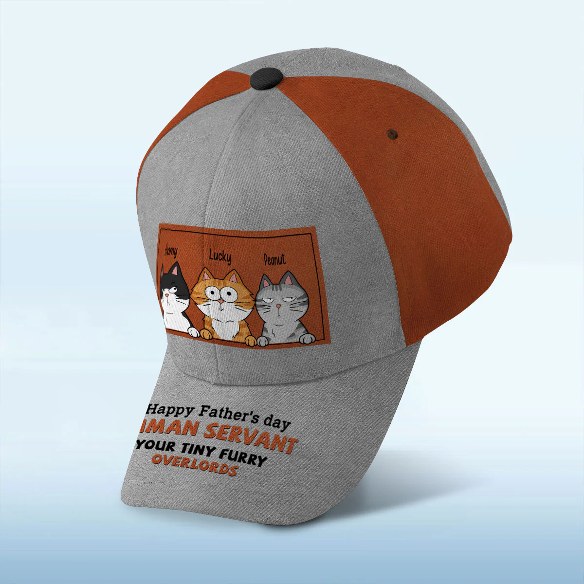 Happy Father's Day Human Servant Cat Dad Personalized Classic Cap - Image 2