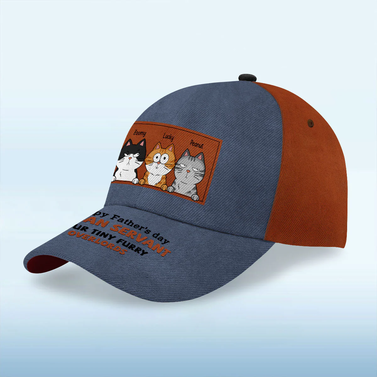 Happy Father's Day Human Servant Cat Dad Personalized Classic Cap - Image 3