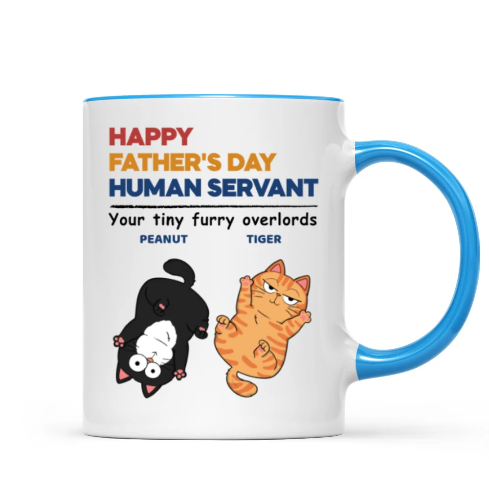 Happy Father's Day Human Servant Cat Dad Personalized Mug - Image 10