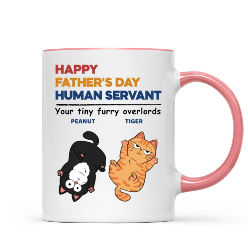 Happy Father's Day Human Servant Cat Dad Personalized Mug - Image 11