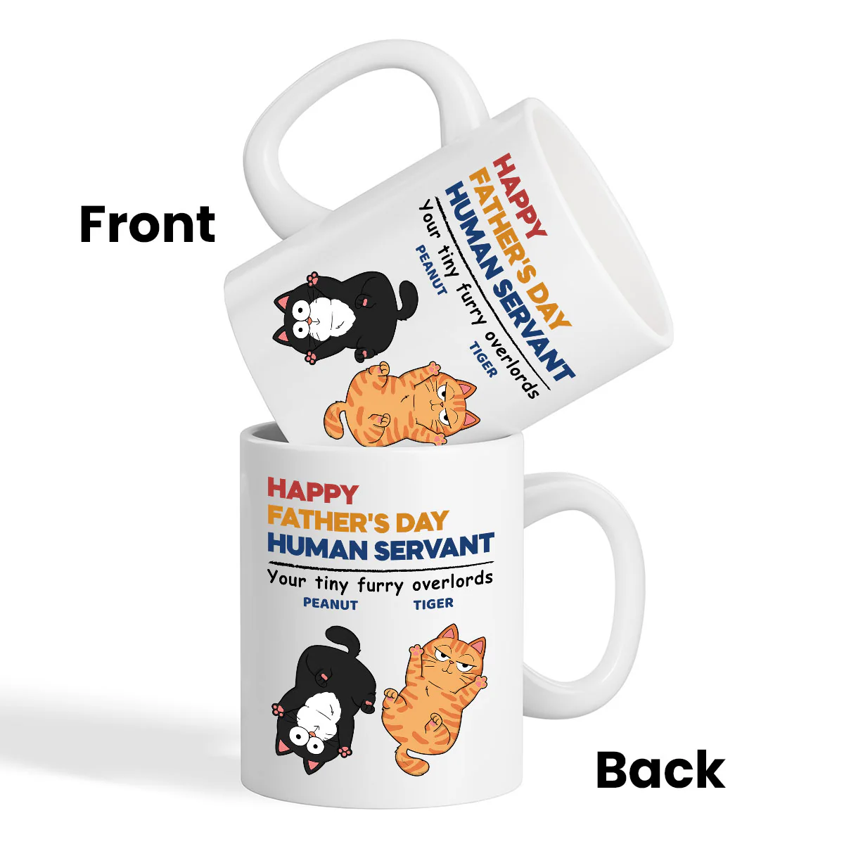 Happy Father's Day Human Servant Cat Dad Personalized Mug - Image 3