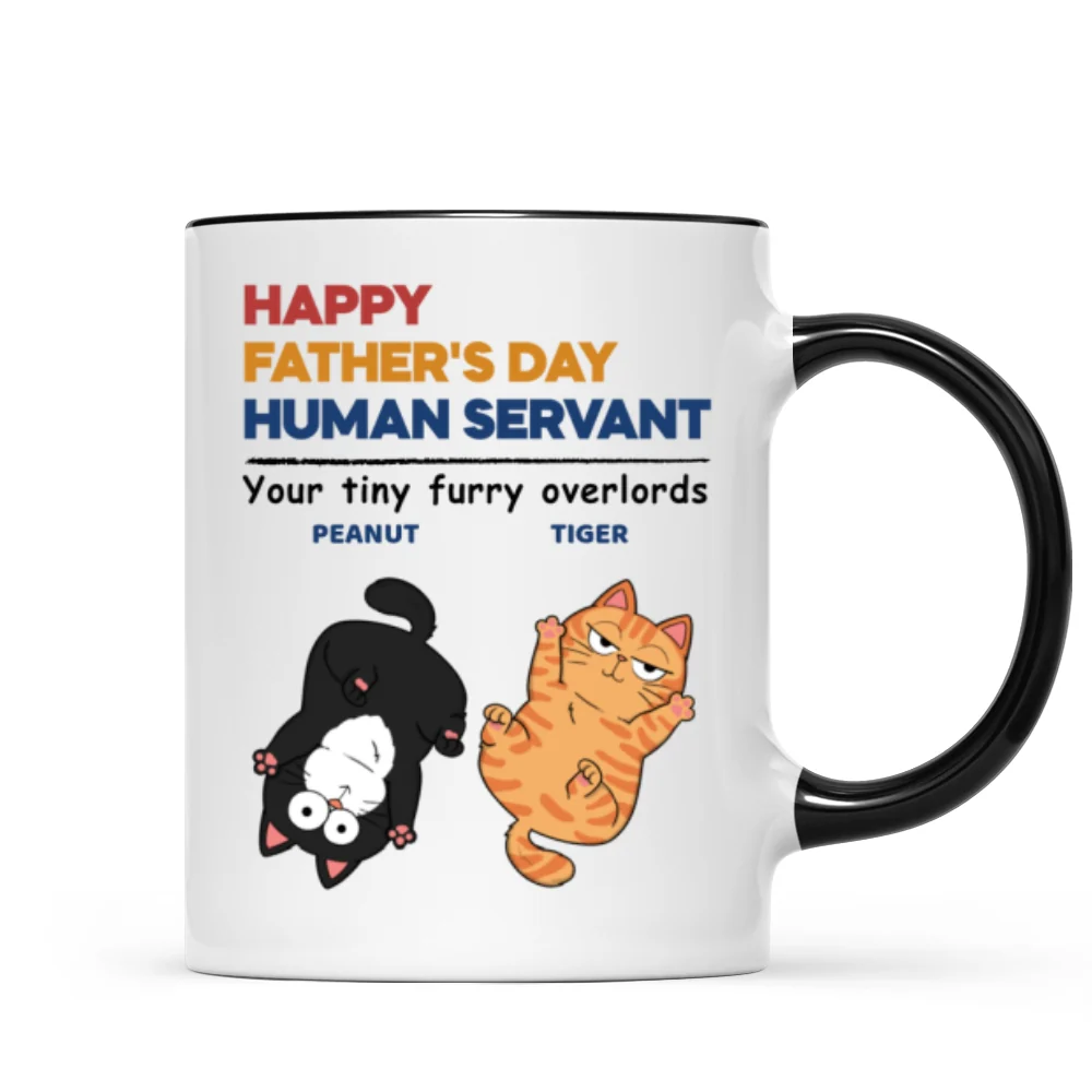 Happy Father's Day Human Servant Cat Dad Personalized Mug - Image 7