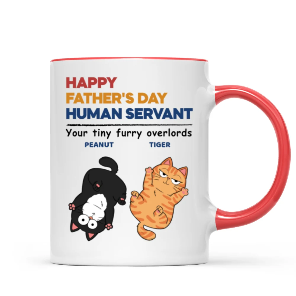Happy Father's Day Human Servant Cat Dad Personalized Mug - Image 9