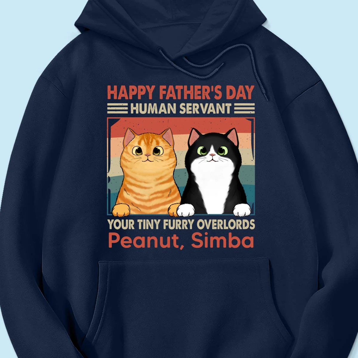 Happy Father‘s Day Human Servant Fluffy Cats Retro Personalized Shirt - Image 16