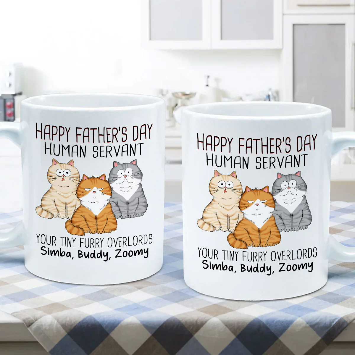 Happy Father's Day Human Servant From Your Tiny Furry Overlord, Personalized Mug, Gift For Cat Dad - Image 7
