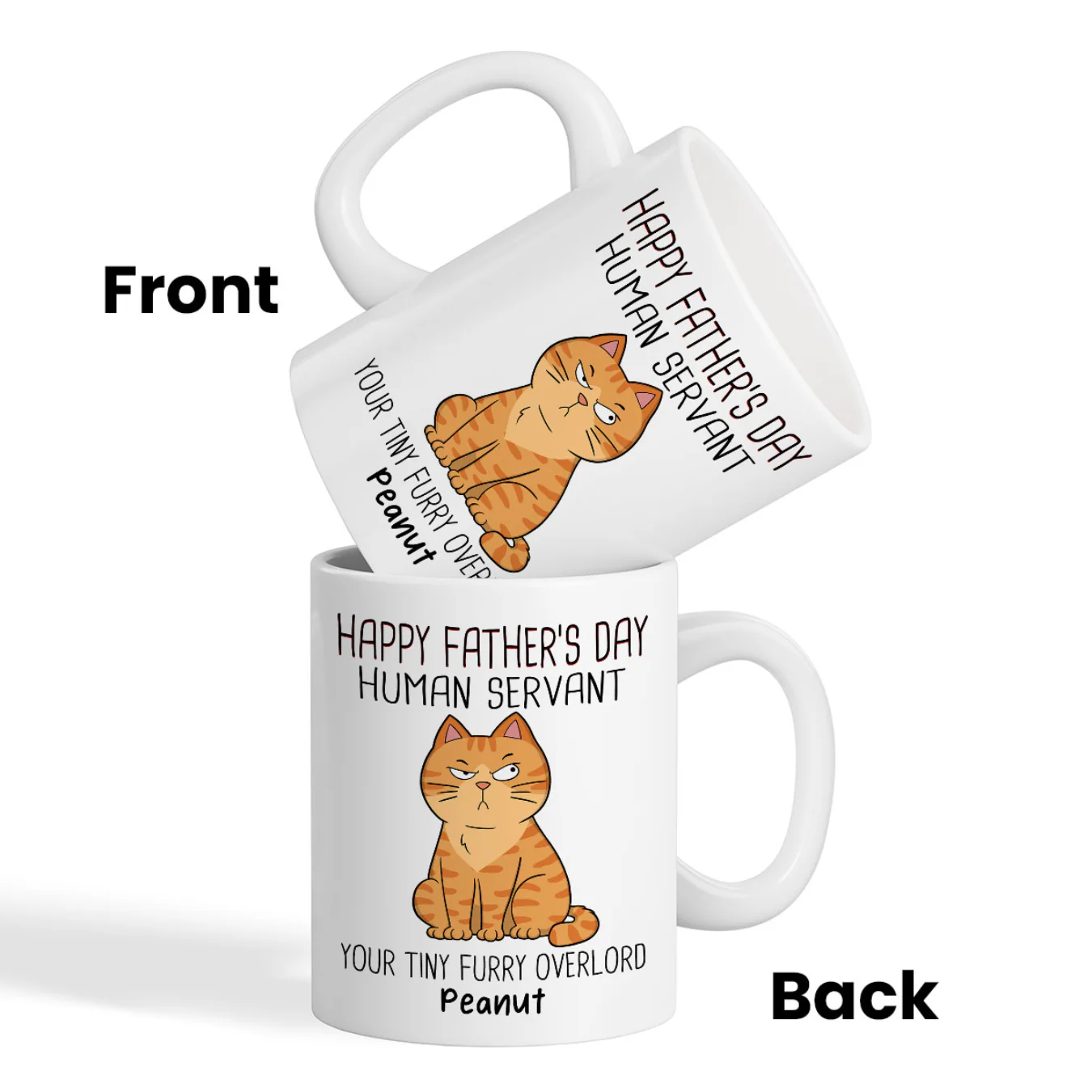 Happy Father‘s Day Human Servant - Personalized Mug - Gift For Cat Dad, Dad, Husband - Image 4
