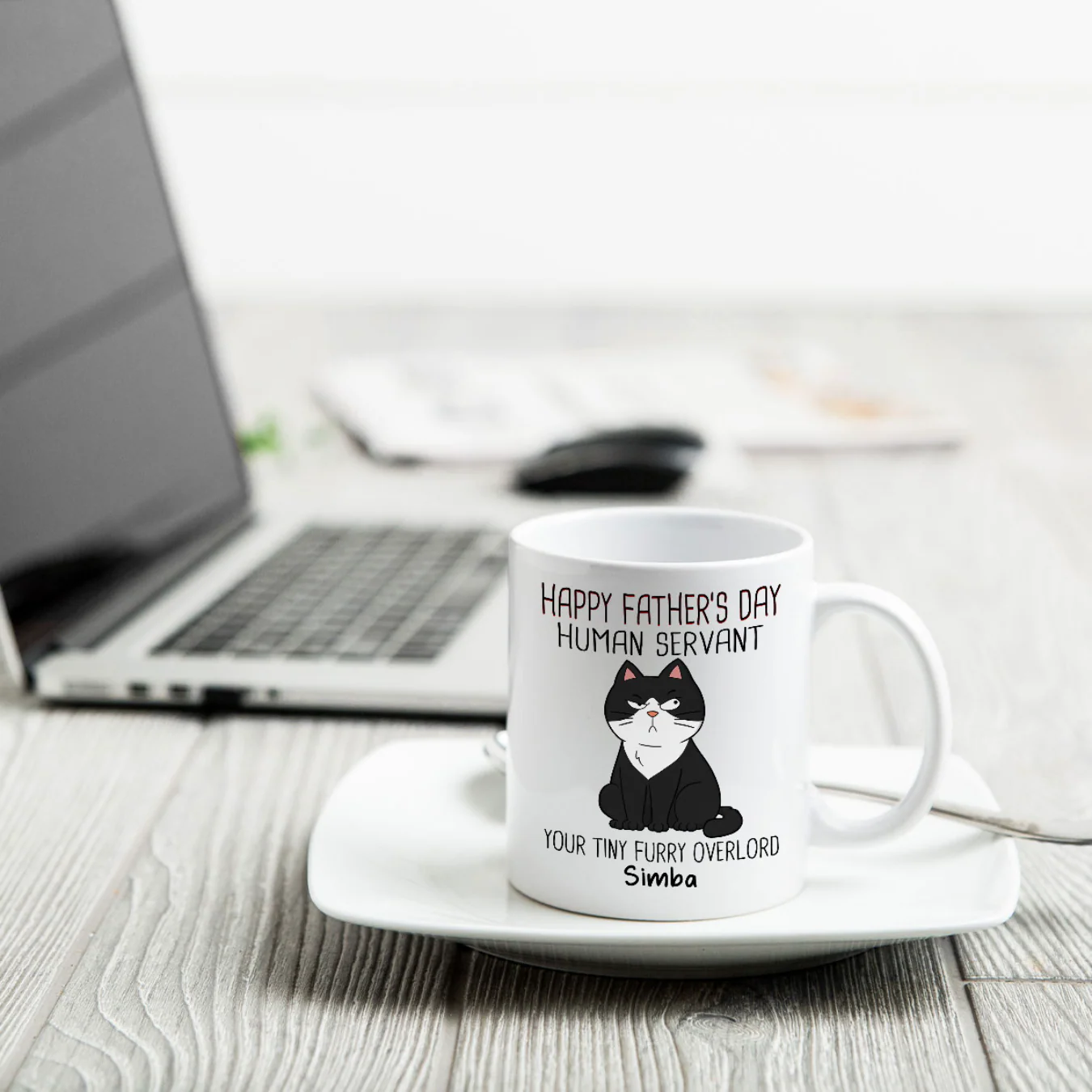 Happy Father‘s Day Human Servant - Personalized Mug - Gift For Cat Dad, Dad, Husband - Image 5