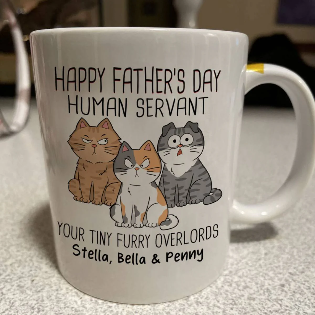 Happy Father‘s Day Human Servant - Personalized Mug - Gift For Cat Dad, Dad, Husband - Image 6