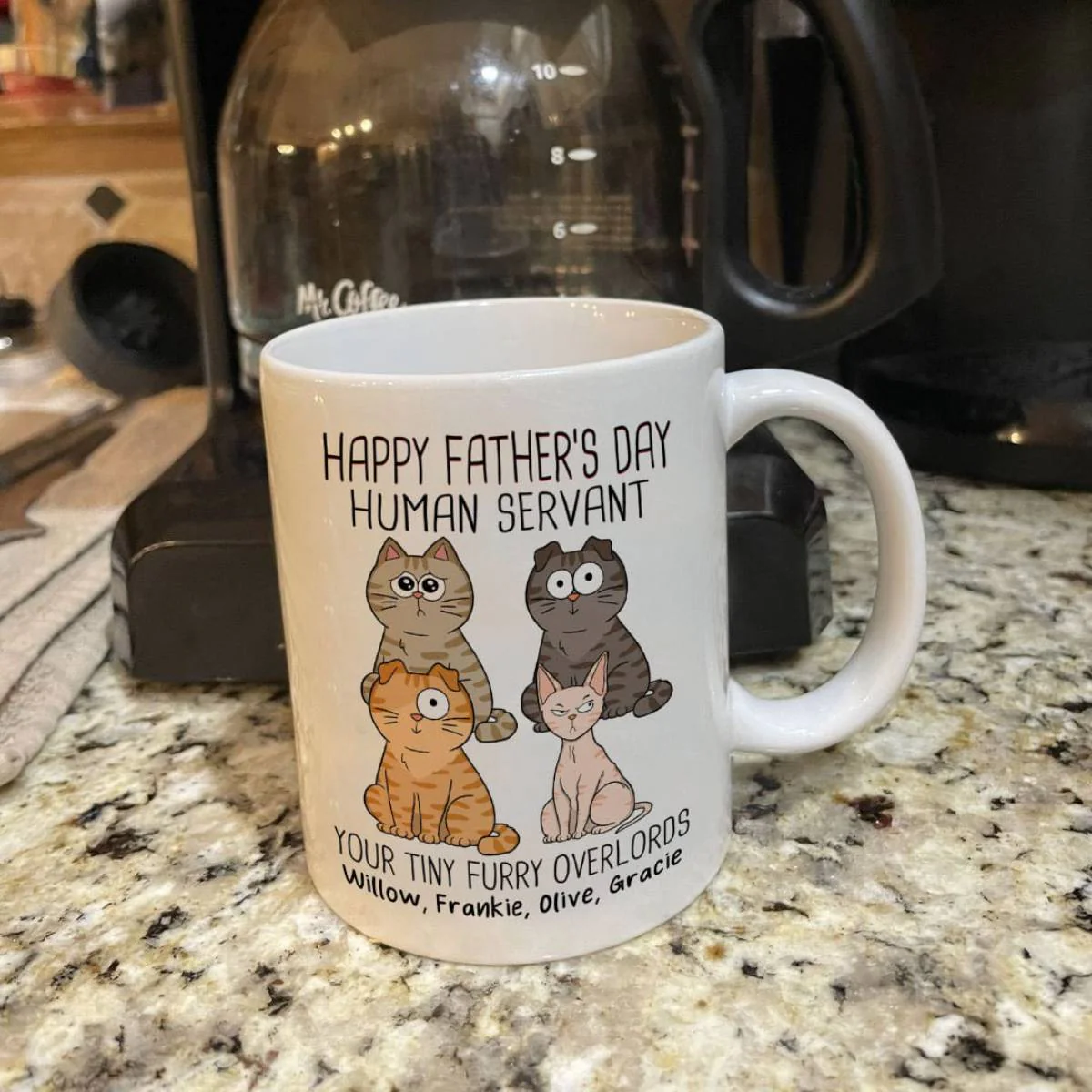Happy Father‘s Day Human Servant - Personalized Mug - Gift For Cat Dad, Dad, Husband - Image 7