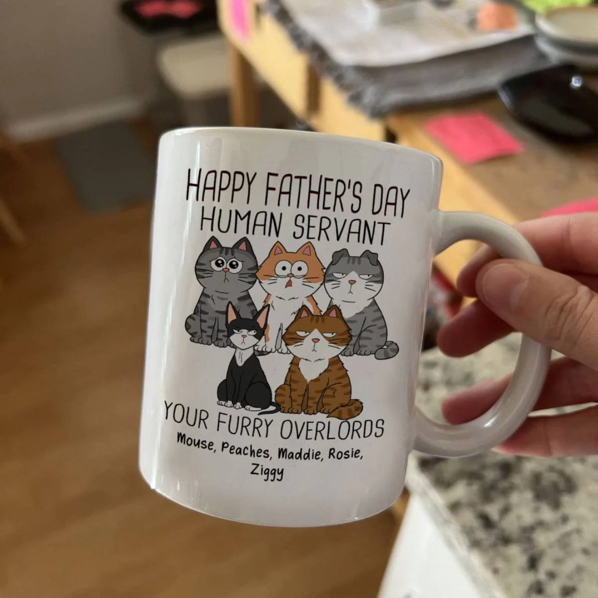 Happy Father‘s Day Human Servant - Personalized Mug - Gift For Cat Dad, Dad, Husband - Image 8