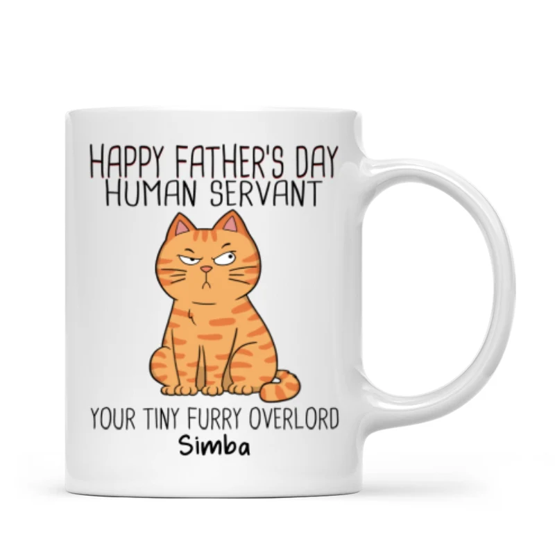 Happy Father‘s Day Human Servant - Personalized Mug - Gift For Cat Dad, Dad, Husband - Image 9