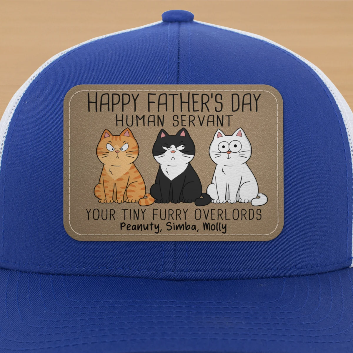Happy Father‘s Day Human Servant Funny Cute Cats Personalized Leather Patch Hat, Gift For Cat Dad - Image 20