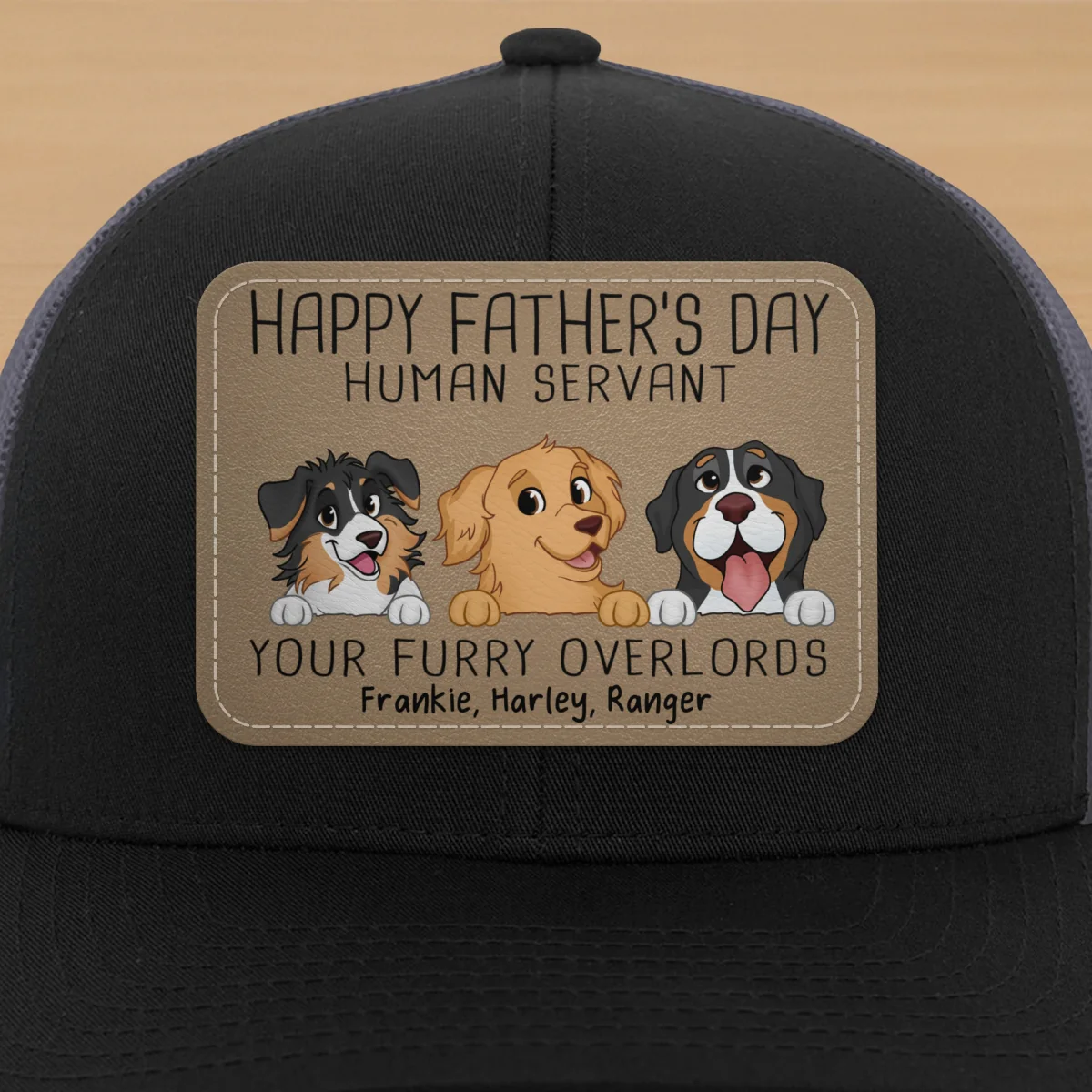 Happy Father‘s Day Human Servant Funny Cute Dogs Personalized Leather Patch Hat, Gift For Dog Dad - Image 13