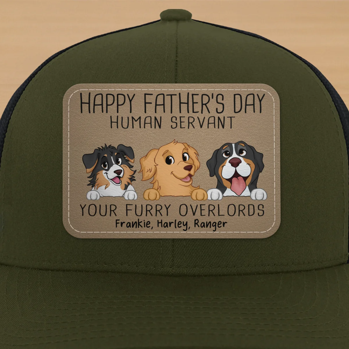 Happy Father‘s Day Human Servant Funny Cute Dogs Personalized Leather Patch Hat, Gift For Dog Dad - Image 15