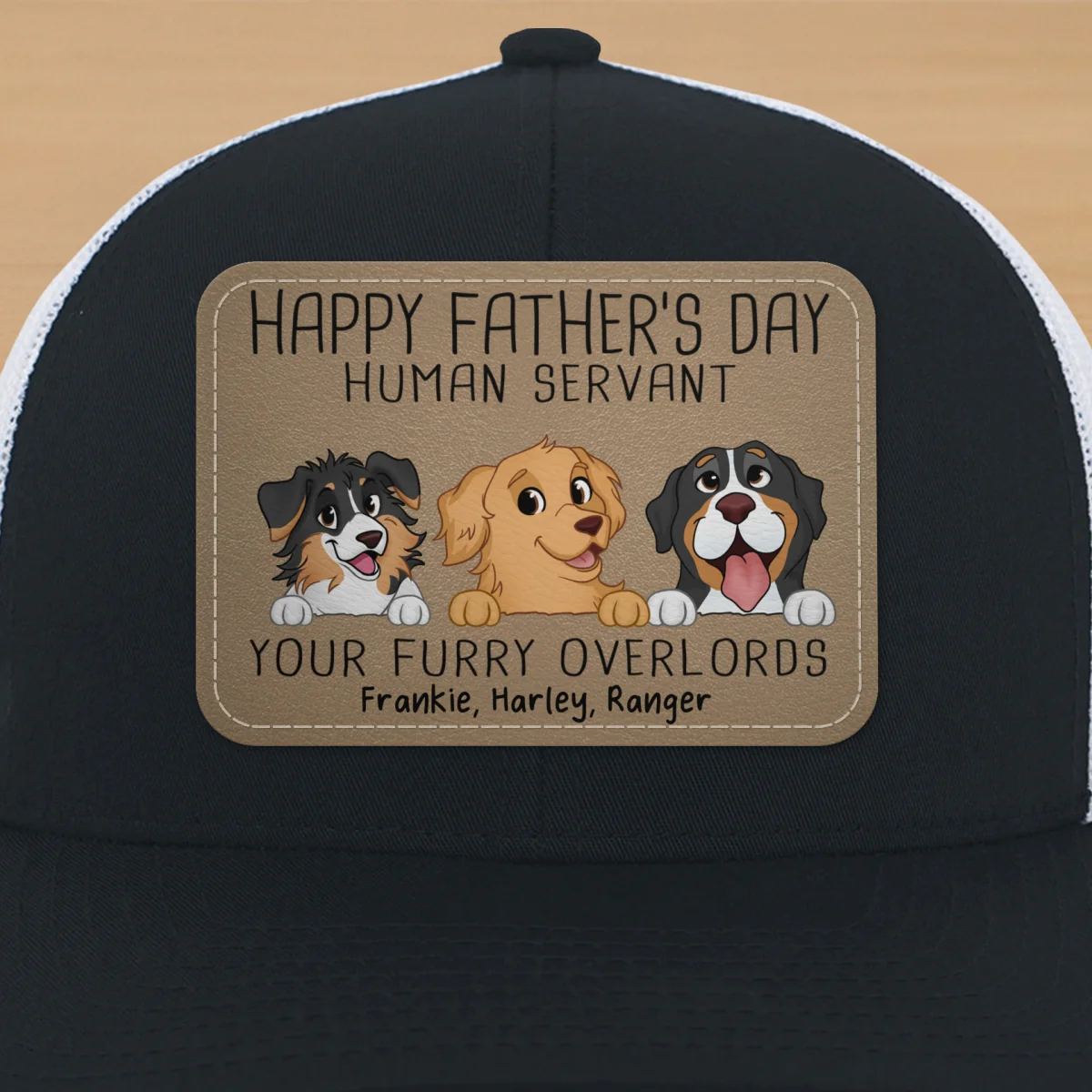 Happy Father‘s Day Human Servant Funny Cute Dogs Personalized Leather Patch Hat, Gift For Dog Dad - Image 17
