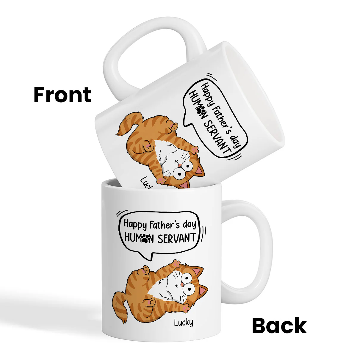 Happy Father's Day Human Servant Naughty Cats Personalized Mug - Image 3