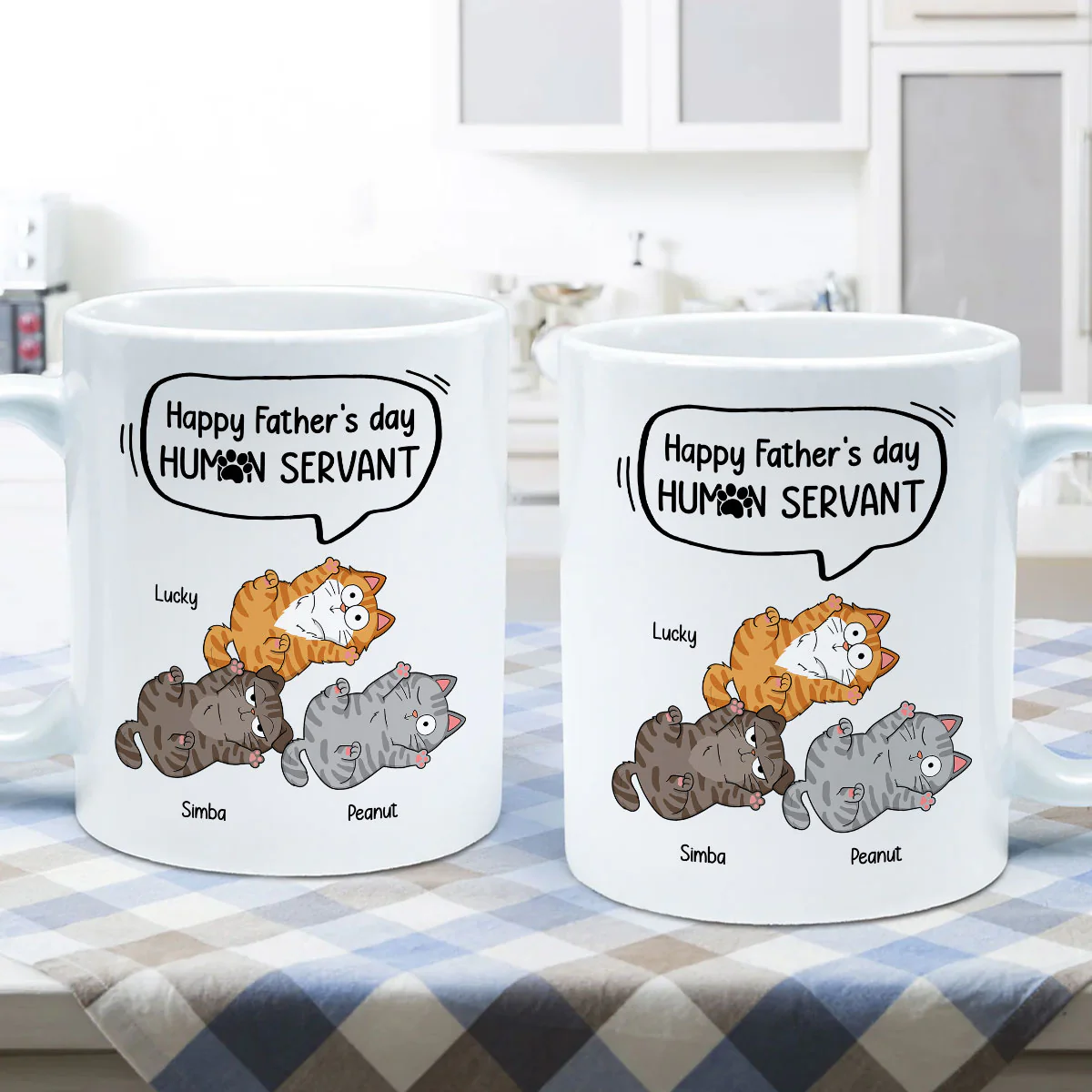 Happy Father's Day Human Servant Naughty Cats Personalized Mug - Image 6