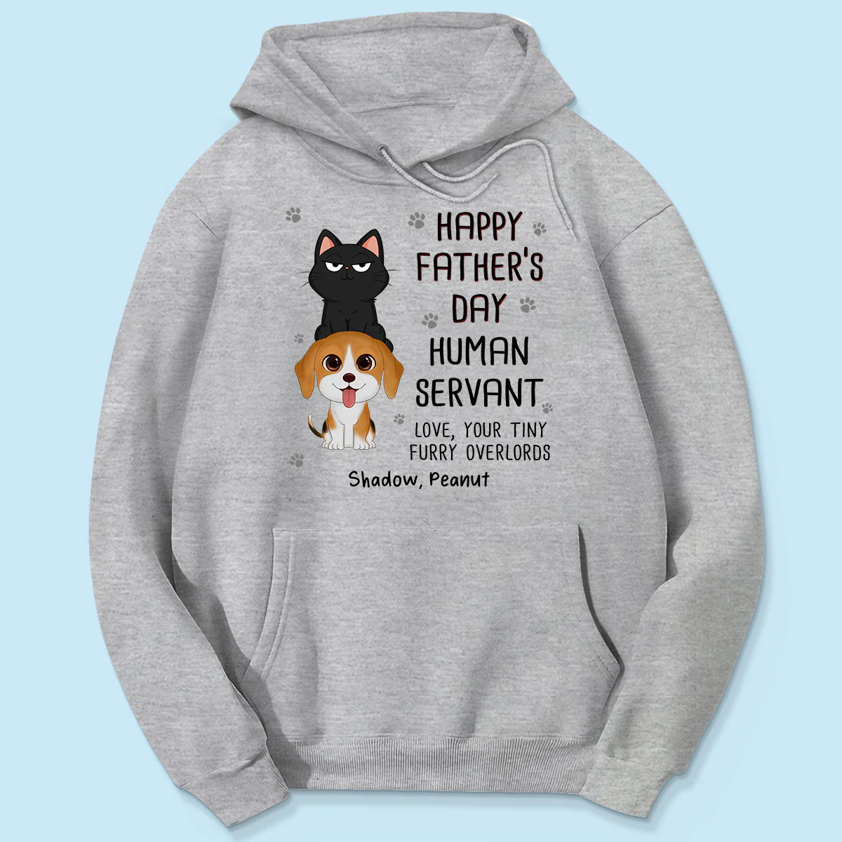Happy Father‘s Day Human Servant Stacked Cats Dogs Funny Gift For Pet Lover Personalized Shirt - Image 4