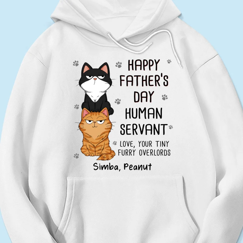 Happy Father‘s Day Human Servant Stacked Cats Funny Gift For Cat Lover Personalized Shirt - Image 17