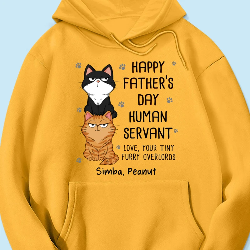Happy Father‘s Day Human Servant Stacked Cats Funny Gift For Cat Lover Personalized Shirt - Image 20