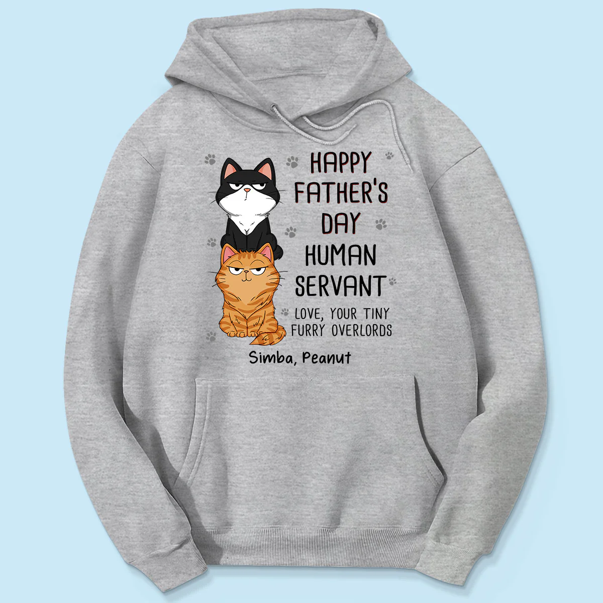 Happy Father‘s Day Human Servant Stacked Cats Funny Gift For Cat Lover Personalized Shirt - Image 5