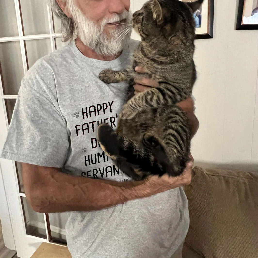 Happy Father‘s Day Human Servant Stacked Cats Funny Gift For Cat Lover Personalized Shirt - Image 8