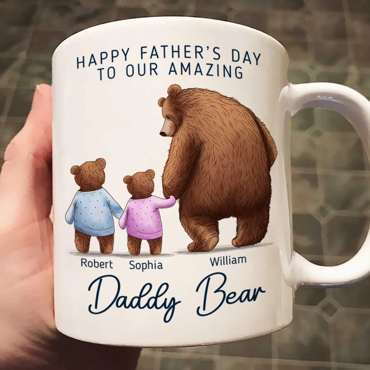Happy Father‘s Day To Amazing Daddy Bear Personalized Mug - Image 2