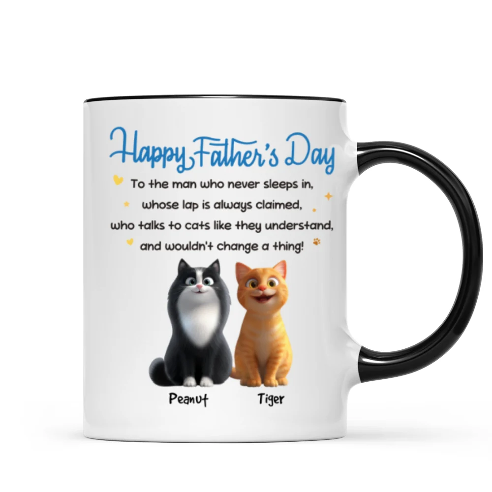 Happy Father's Day To Cat Dad - Personalized Mug - Image 11