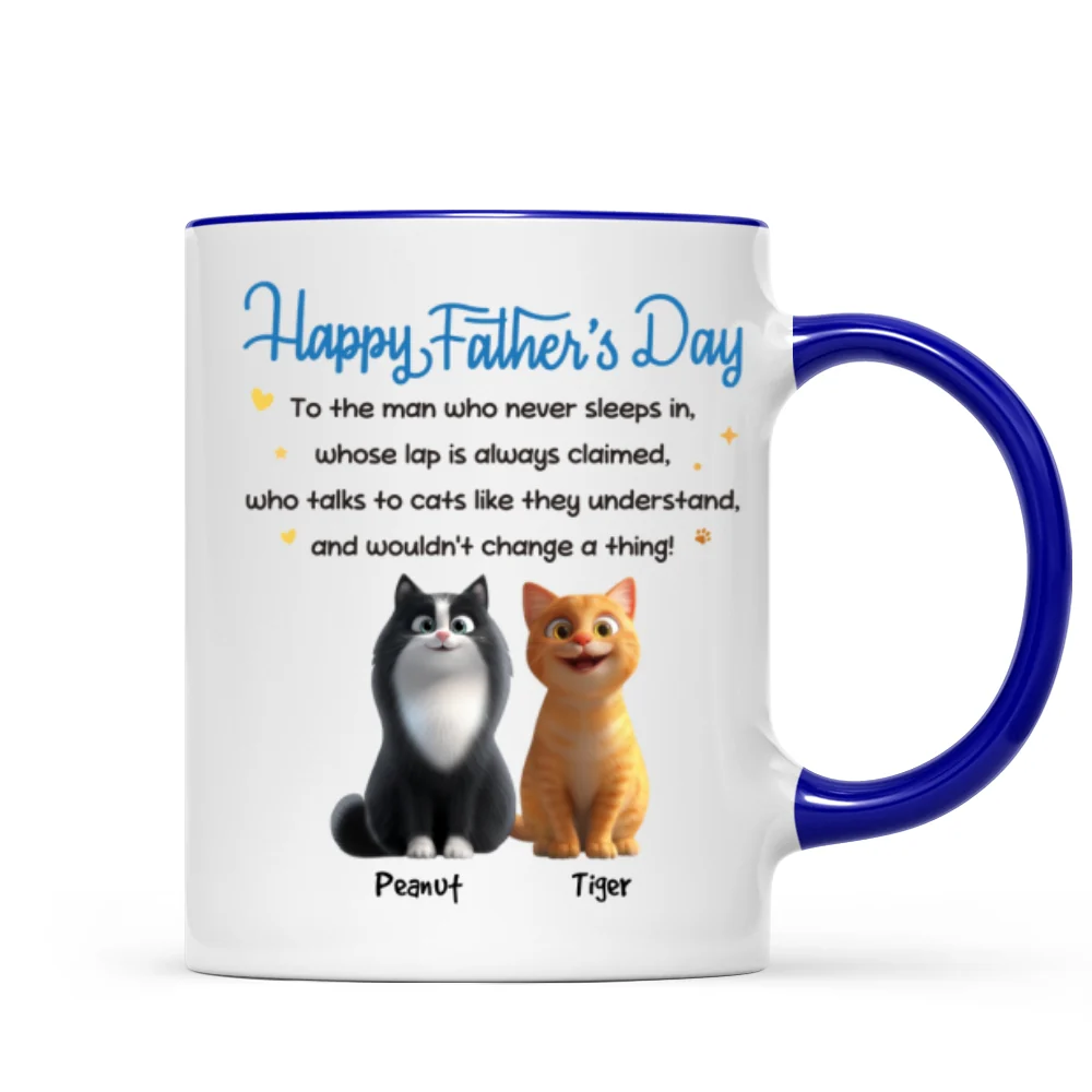 Happy Father's Day To Cat Dad - Personalized Mug - Image 12