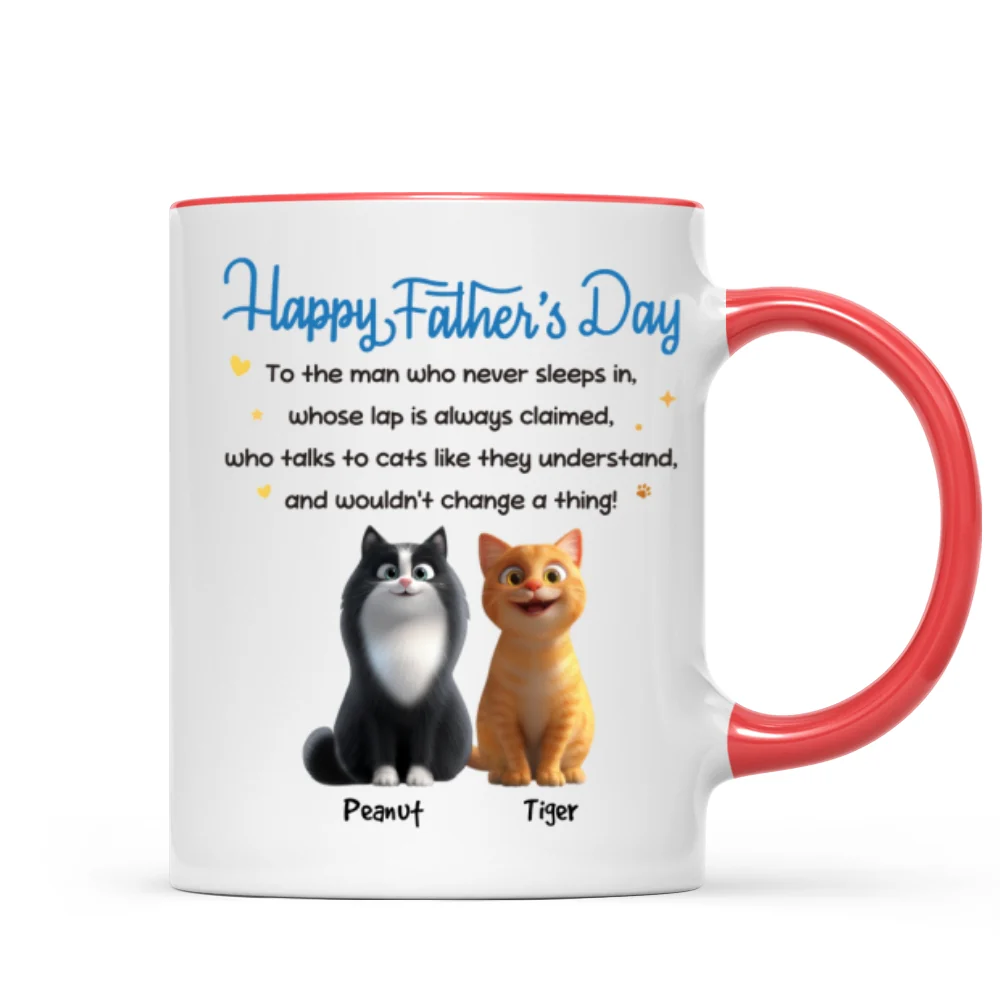 Happy Father's Day To Cat Dad - Personalized Mug - Image 13