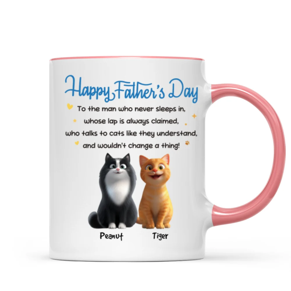 Happy Father's Day To Cat Dad - Personalized Mug - Image 15