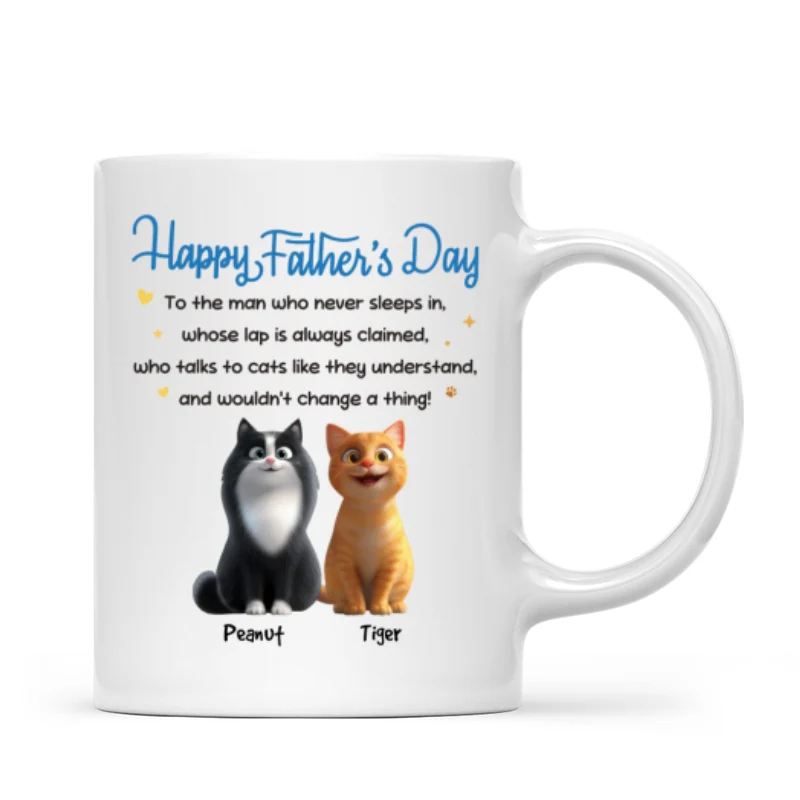 Happy Father's Day To Cat Dad - Personalized Mug - Image 18