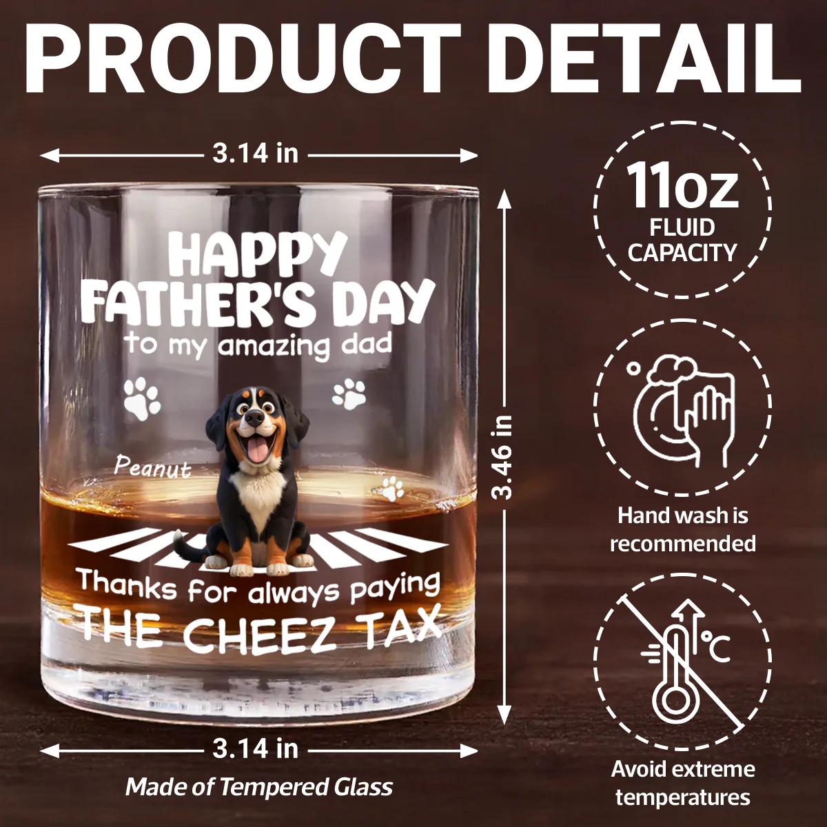 Happy Father's Day to My Amazing Dog Dad - Personalized Whiskey Glass - Father's Day Gift for Dog Dad, Husband - Image 8