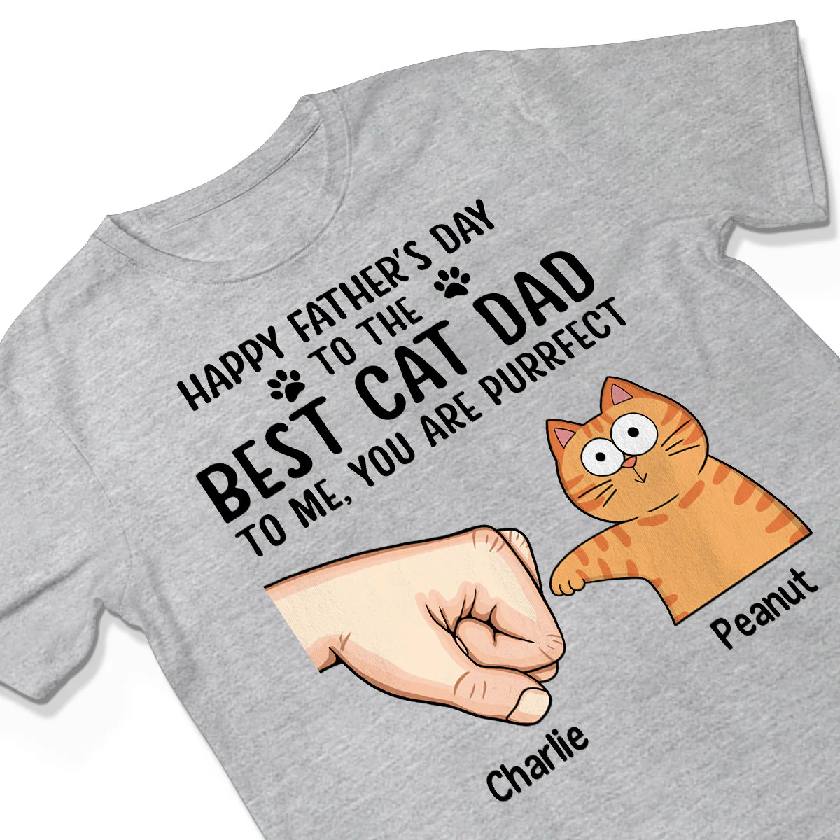 Happy Father‘s Day To The Best Cat Dad Personalized Shirt, Father's Day Gift For Cat Dad, Husband, Boyfriend - Image 3