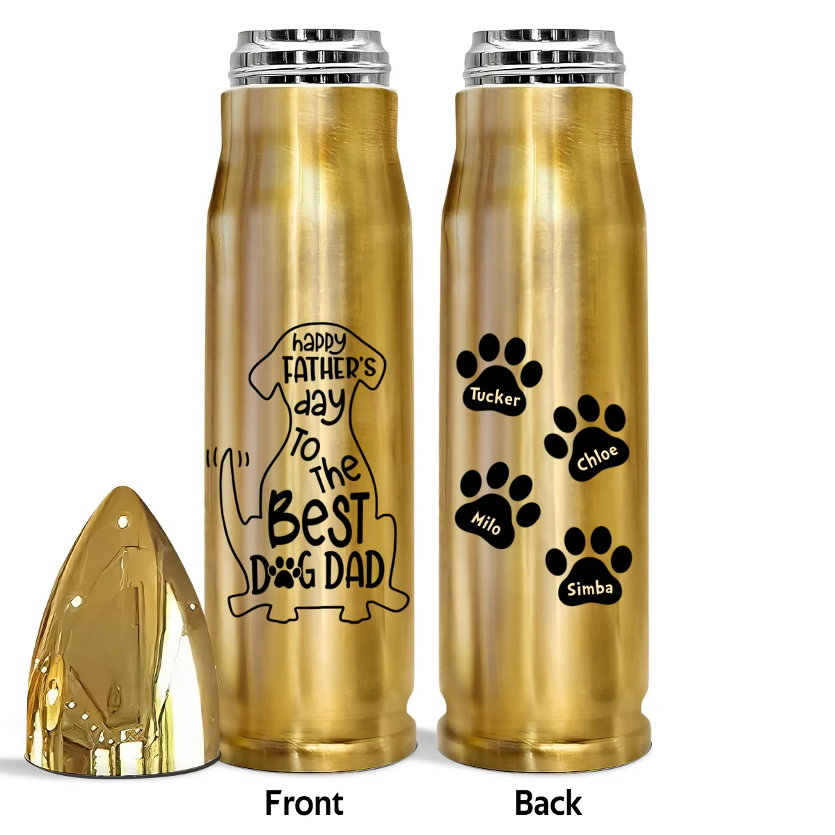Happy Father‘s Day To The Best Dog Dad Personalized Bullet Tumbler - Image 11