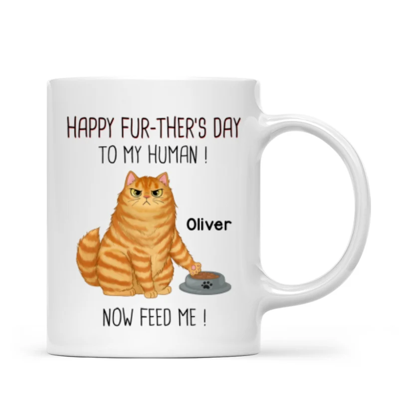Happy Further‘s Day Cat Dad Feed Us Personalized Mug, Unique Father's Day Gift for Husband, Gift for Dad - Image 4