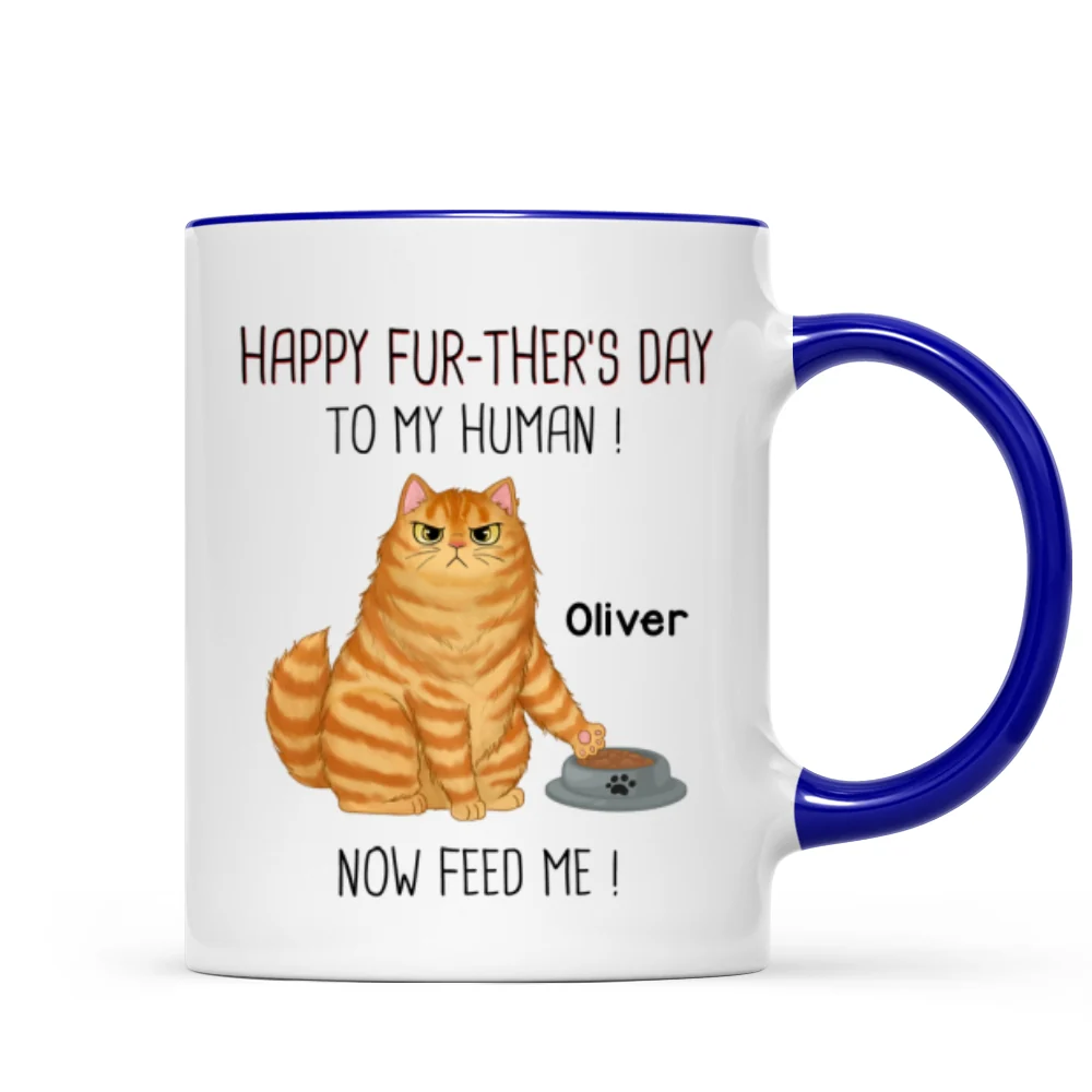 Happy Further‘s Day Cat Dad Feed Us Personalized Mug, Unique Father's Day Gift for Husband, Gift for Dad - Image 6