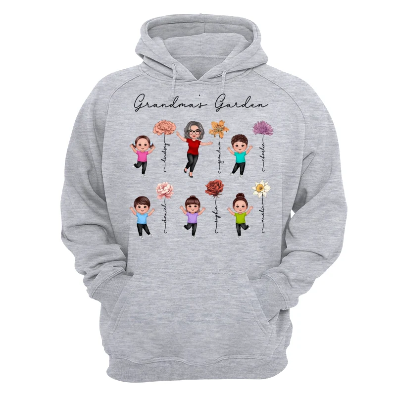 Happy Grandkids Grandma Garden Vintage Birth Month Flowers Mother‘s Day Gift Personalized Shirt - Image 14