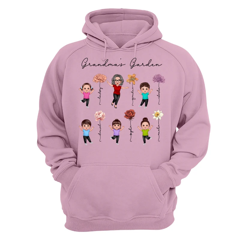 Happy Grandkids Grandma Garden Vintage Birth Month Flowers Mother‘s Day Gift Personalized Shirt - Image 15