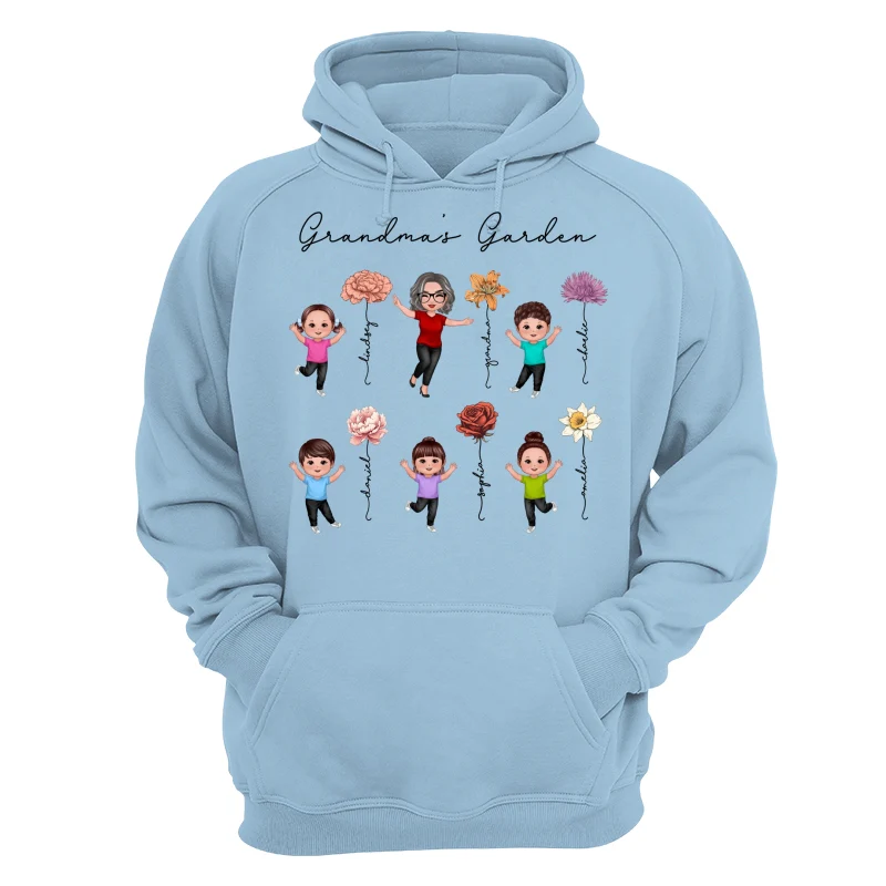 Happy Grandkids Grandma Garden Vintage Birth Month Flowers Mother‘s Day Gift Personalized Shirt - Image 16